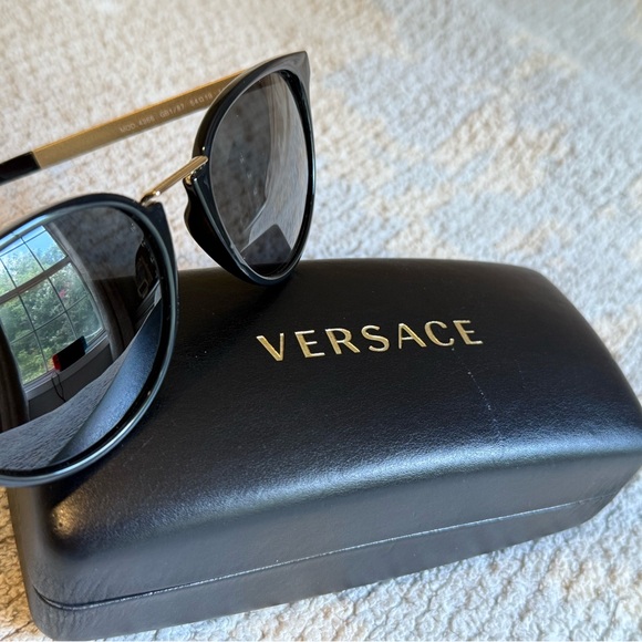 Versace Black Frame Sunglasses with Gold Temples - Picture 7 of 11